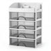 PP 5-Layer Drawer Makeup Storage Box – Multi-layer Cosmetic Organiser (White / Pink)