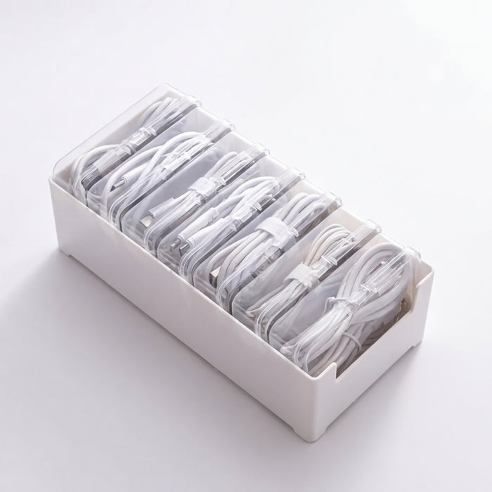 Cable Organiser Storage Box Set — Durable Plastic Cord & Device Storage
