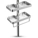 No‑drill aluminium shower caddy with towel rod option — single or double