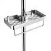 No‑drill aluminium shower caddy with towel rod option — single or double