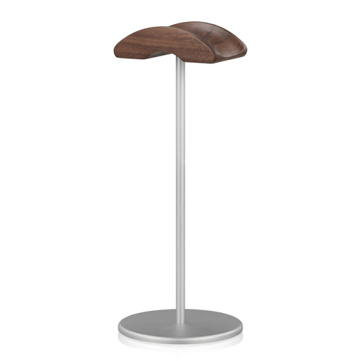 Walnut Wood & Aluminium Headphone Stand with Solid Metal Base — Desk Headset Holder