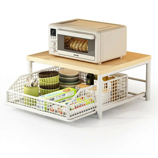 2026 Kitchen Countertop Organiser Rack — Pull-Out Shelf for Microwave, Coffee Machine & Printer