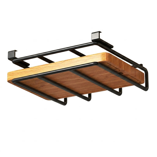 Under-Cabinet Kitchen Organiser Rack with Hooks — Holds Paper Towels, Cutting Boards & Lids