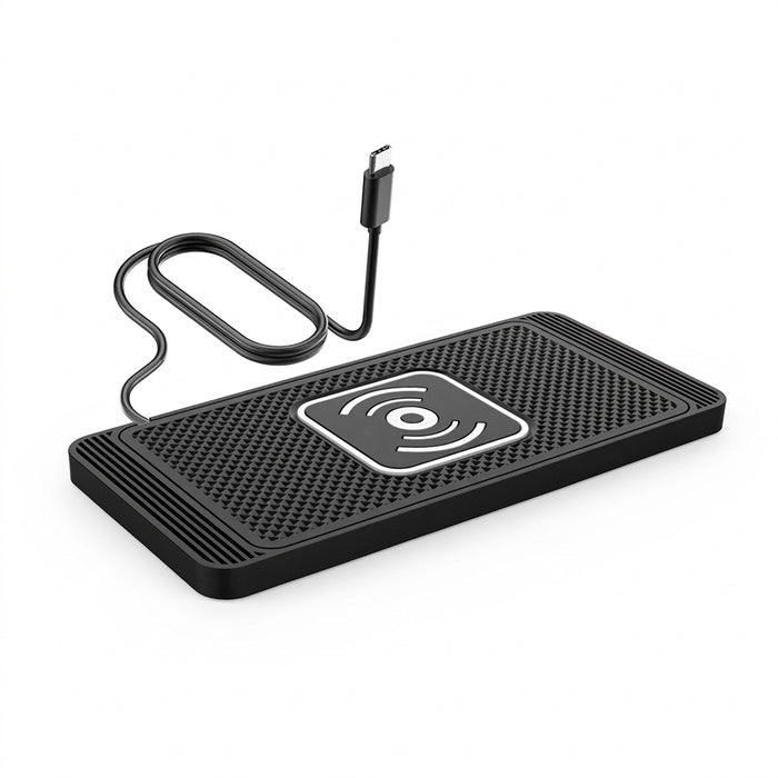 Wireless Car Charging Pad for iPhone 16/15/15 Pro Max, 14–X & Samsung S24/S23 — Silicone Pad, 15W Fast Charge