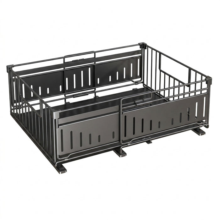 Telescopic Pull-Out Drawer Organiser — Adjustable 33–49cm for Cabinet & Cupboard