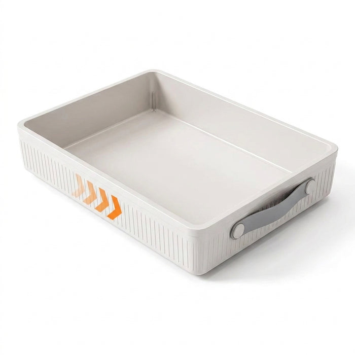 Pull-Out Cabinet Organiser Tray with Handle — Plastic, Reusable (White, M/L)