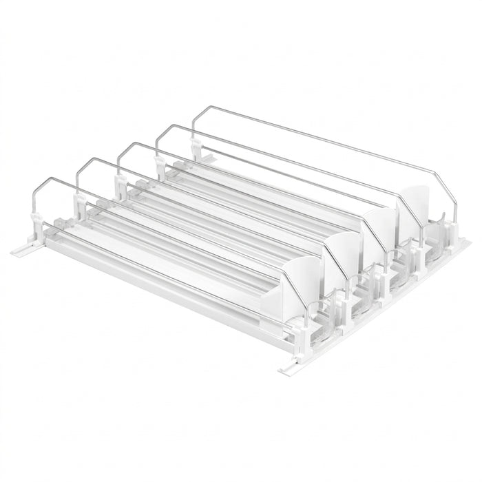 Fridge Drink Organiser — Self‑Sliding Can Dispenser with Locking Design, 3 Rows, Adjustable Width