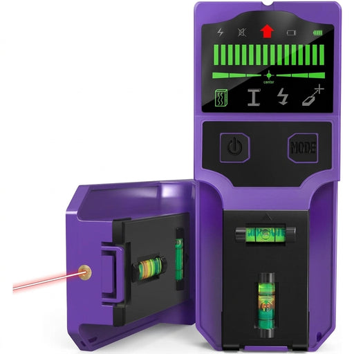 Electronic Stud Finder with Laser Level, LCD Screen and Wood, Metal & Live Wire Detection